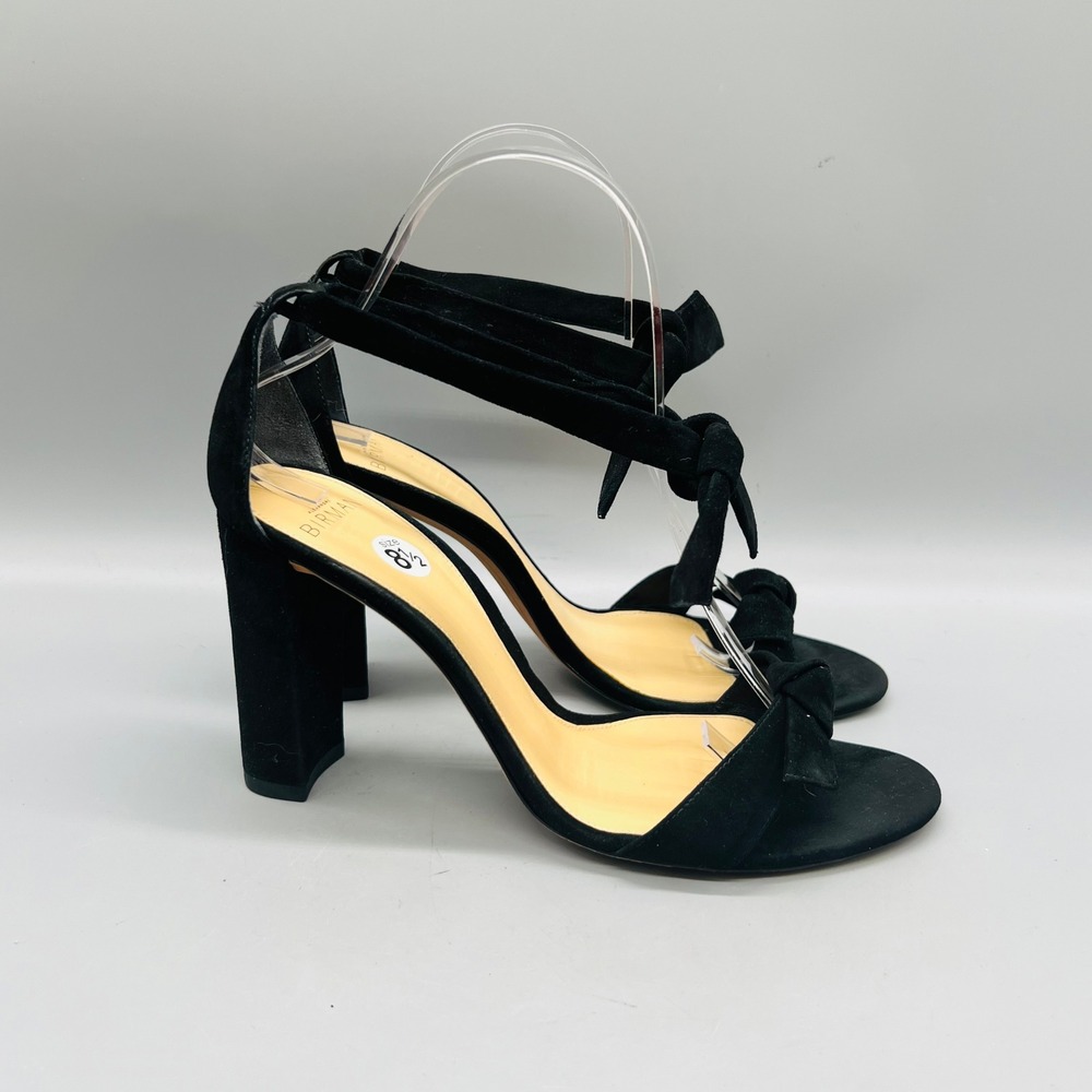 Alexandre Birman Sandals Womens 8.5 Black Suede Clarita Bow Ankle Strap Heel